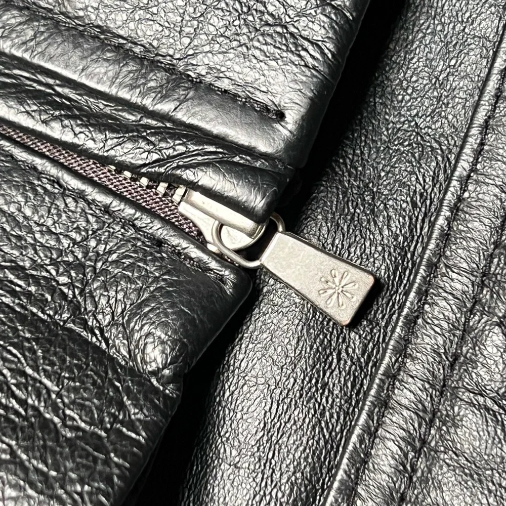 Isaac Mizrahi Live! Black Leather Coat Jacket, size medium Retro Indie Grunge - Picture 6 of 13